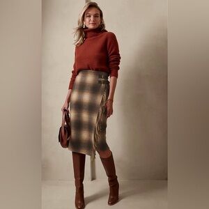 Banana Republic Brown Wrap Midi Pencil Skirt